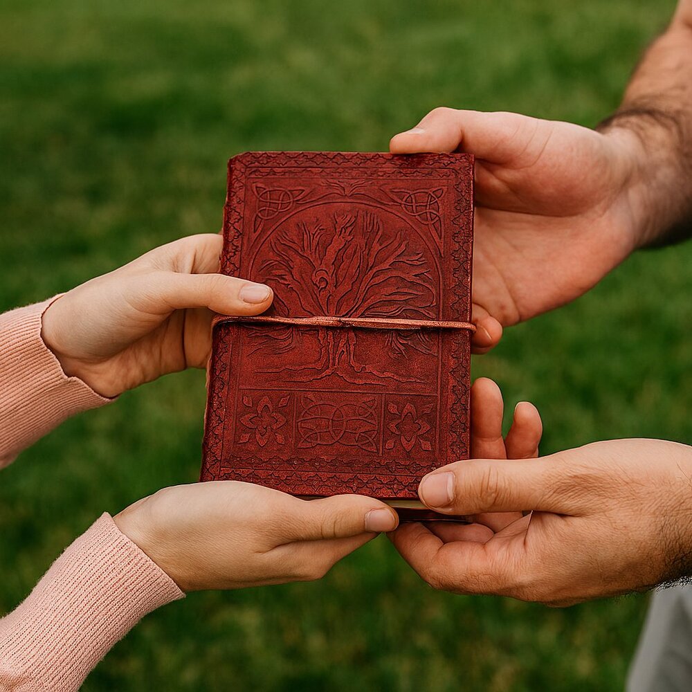 Rustic Brown Leather Journal: Tree of Life, Refillable Writing Diary - Picture 2 of 3